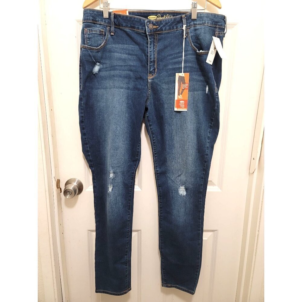 NEW Old Navy The Rockstar Jeans Women 18 Blue Distressed Mid-Rise Skinny Jeans